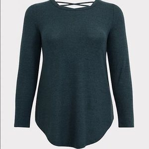 Torrid super soft dark green lattice shirt